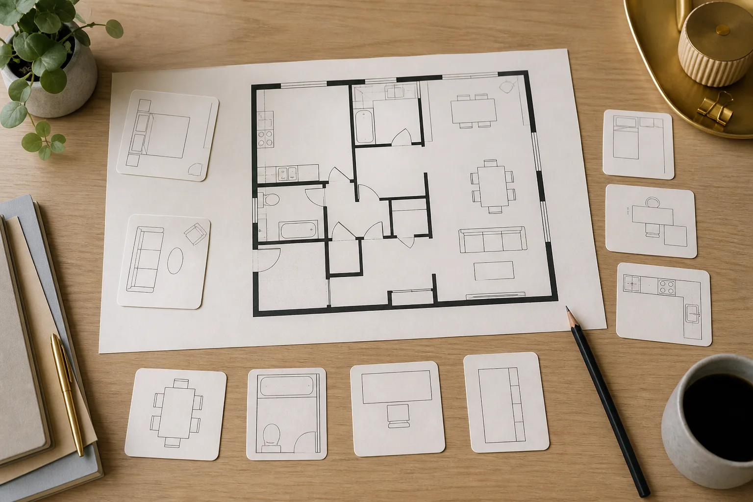 Raum- und Bauetappenplan für eine bewohnte Wohnung